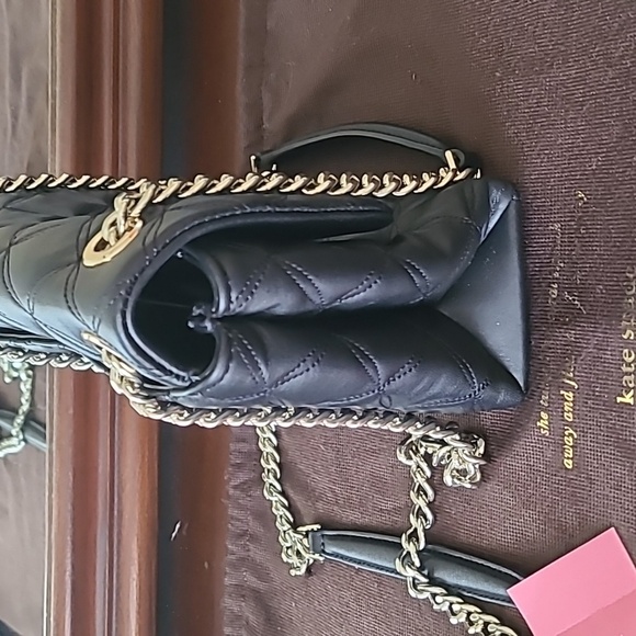 Kate Spade Black Quilted Shoulder Bag with Gold Chain - Picture 5 of 8